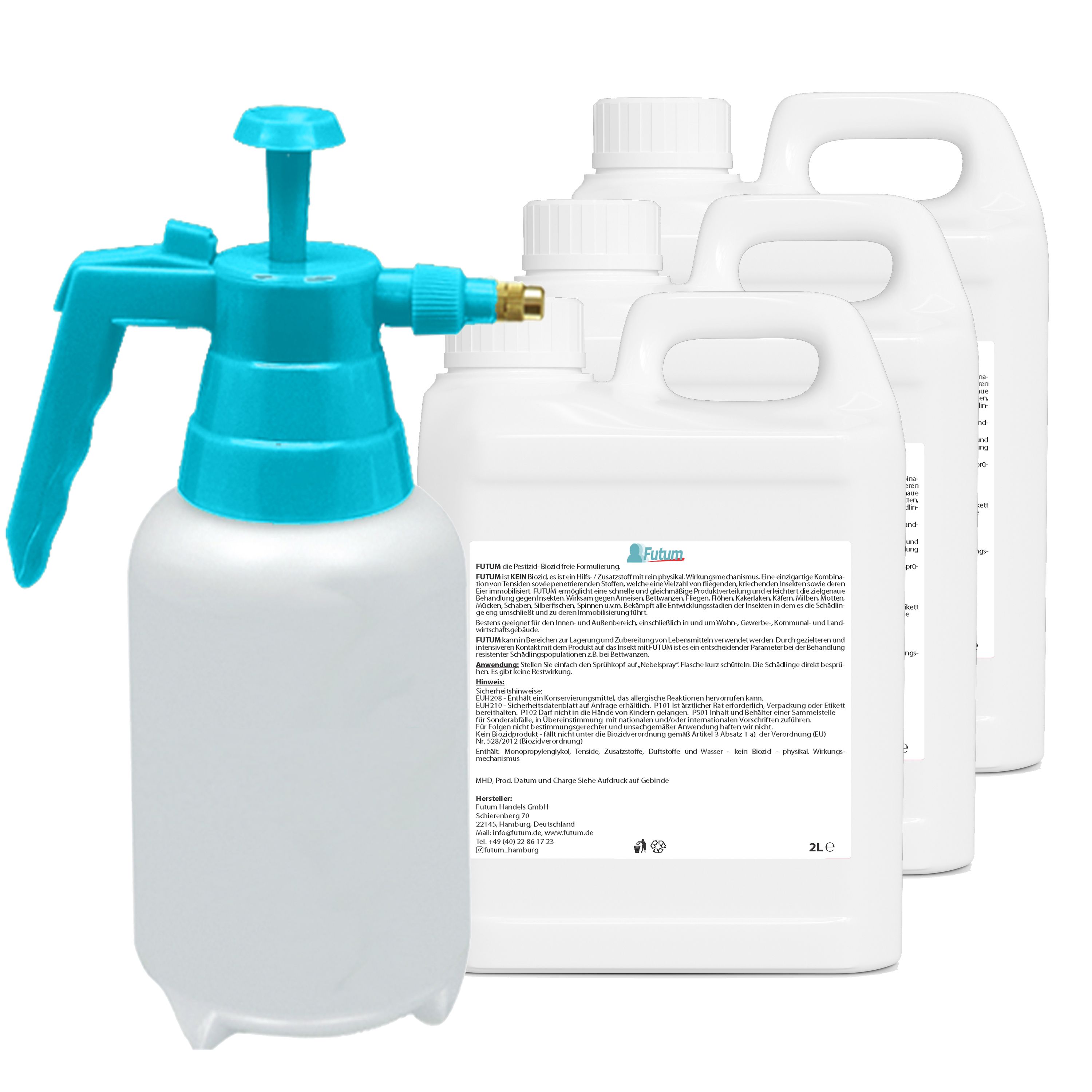 FUTUM 3x2L Bettwanzen- / Flohspray + 2L Sprüher