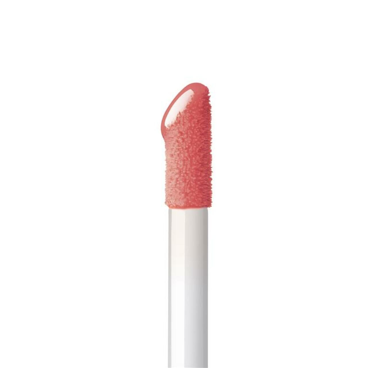 Applikator für Hydra Lip Booster. Weißer Stiel mit rosa Spitze. Rosa Spitze mit Produkt. Nahaufnahme.