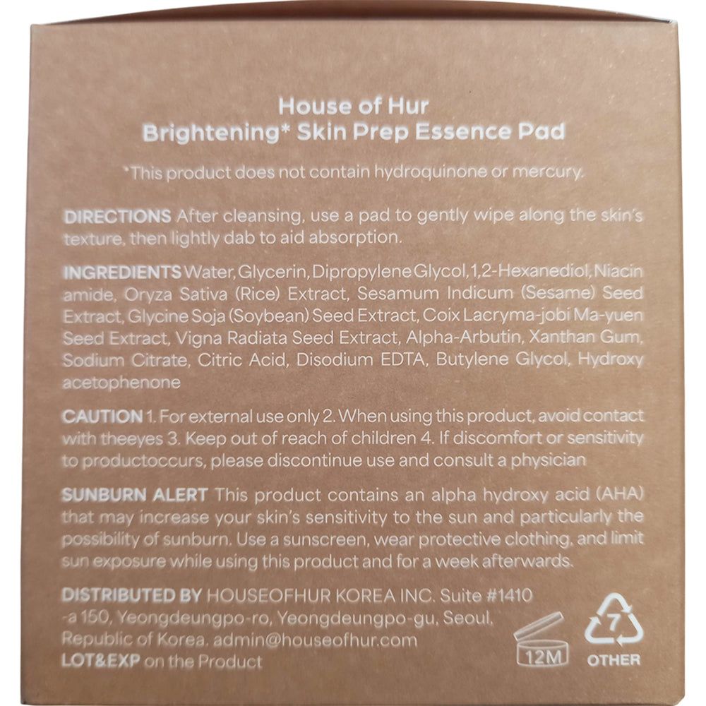 HOUSE OF HUR Brightening Skin Prep Essence Pad