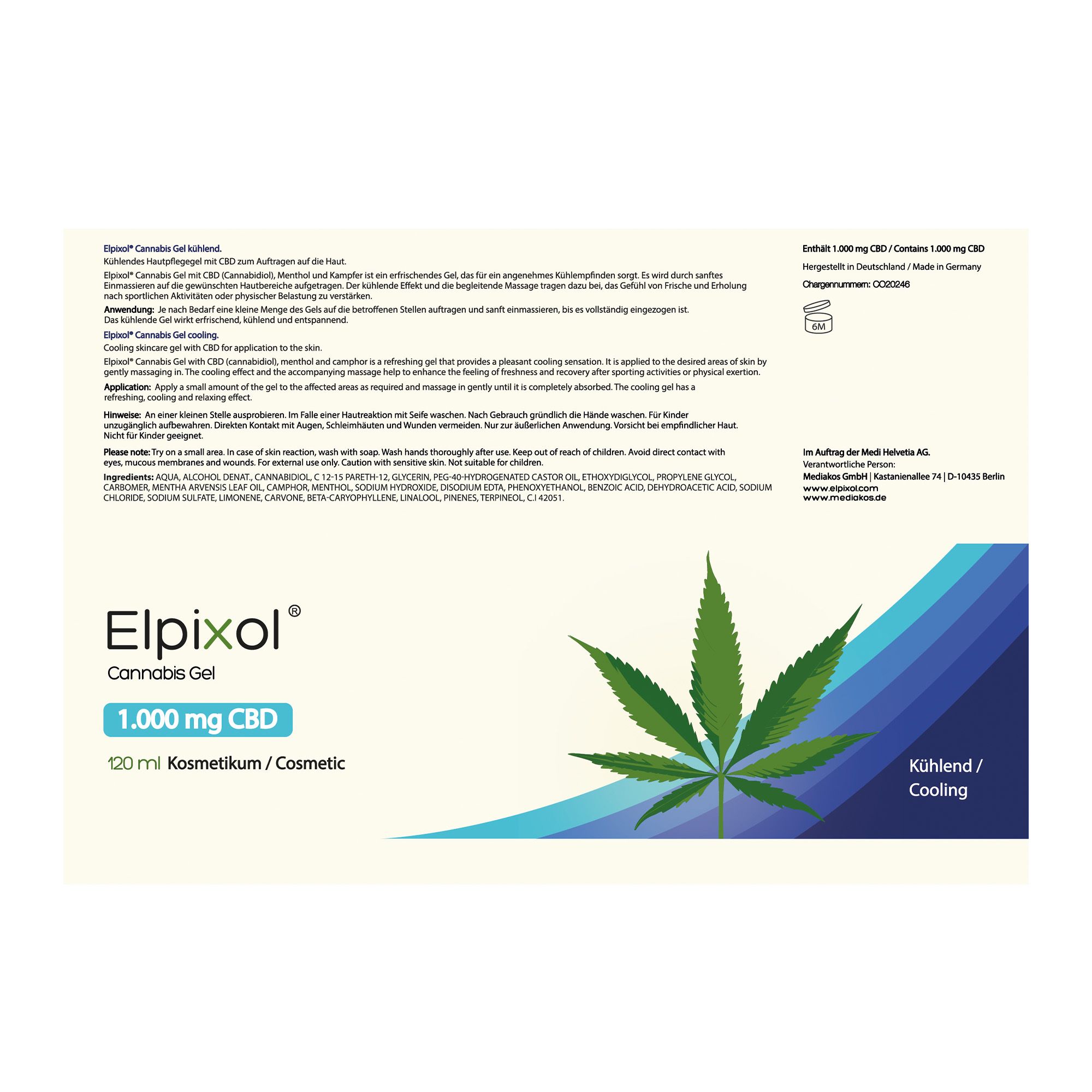 ELPIXOL® Cannabis Gel mit 1.000 mg CBD – Kühlgel