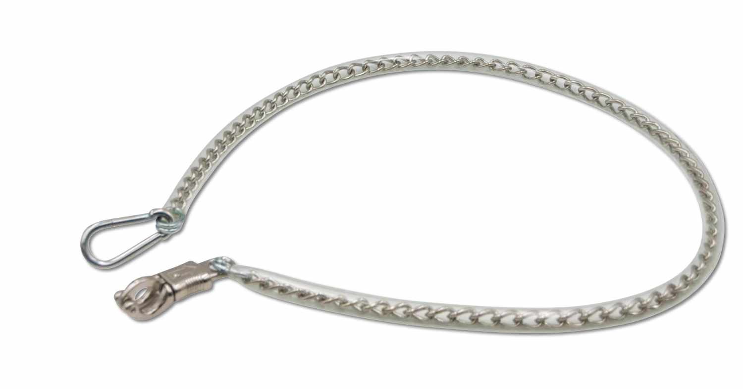 Kette mit Karabiner und Panikhaken.