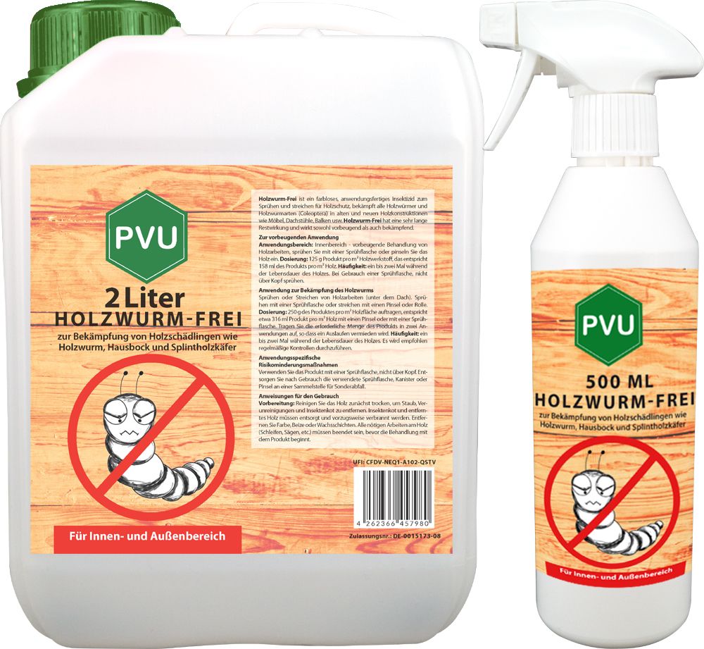 PVU Holzwurmspray zur Bekämpfung von Holwürmern und Holz Schädlingen