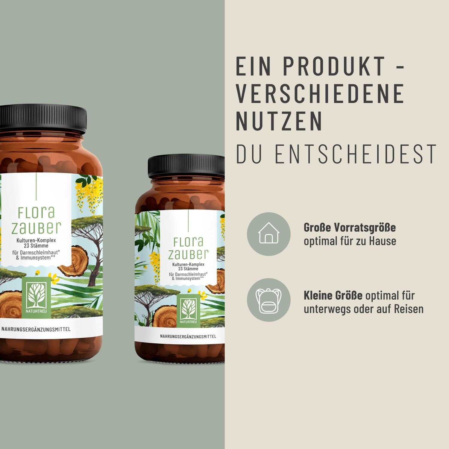 FLORAZAUBER Small: Kulturen Komplex für Darm 23 Bakterienstämme - Probiergröße 30 Kapseln NATURTREU®