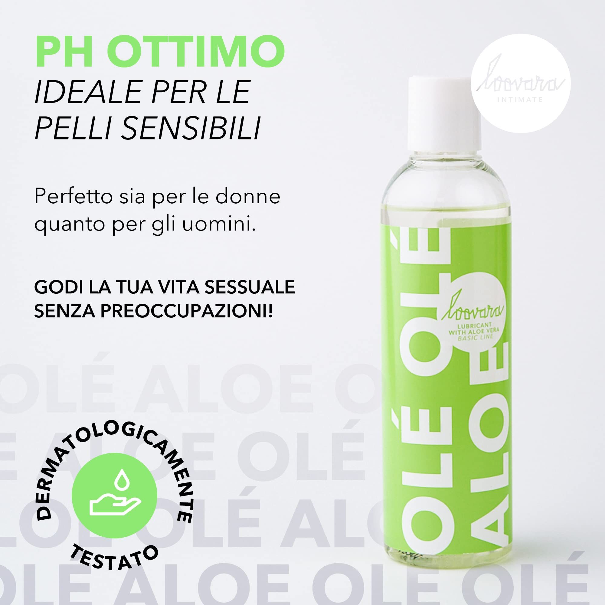 Flasche Loovara Gleitgel, optimaler pH-Wert, ideal für empfindliche Haut, dermatologisch getestet.