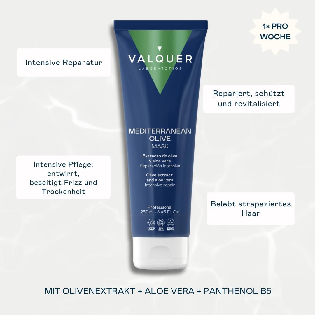 VALQUER Mediterranean Olive Mask mit Olivenextrakt, Aloe Vera und Panthenol B5.