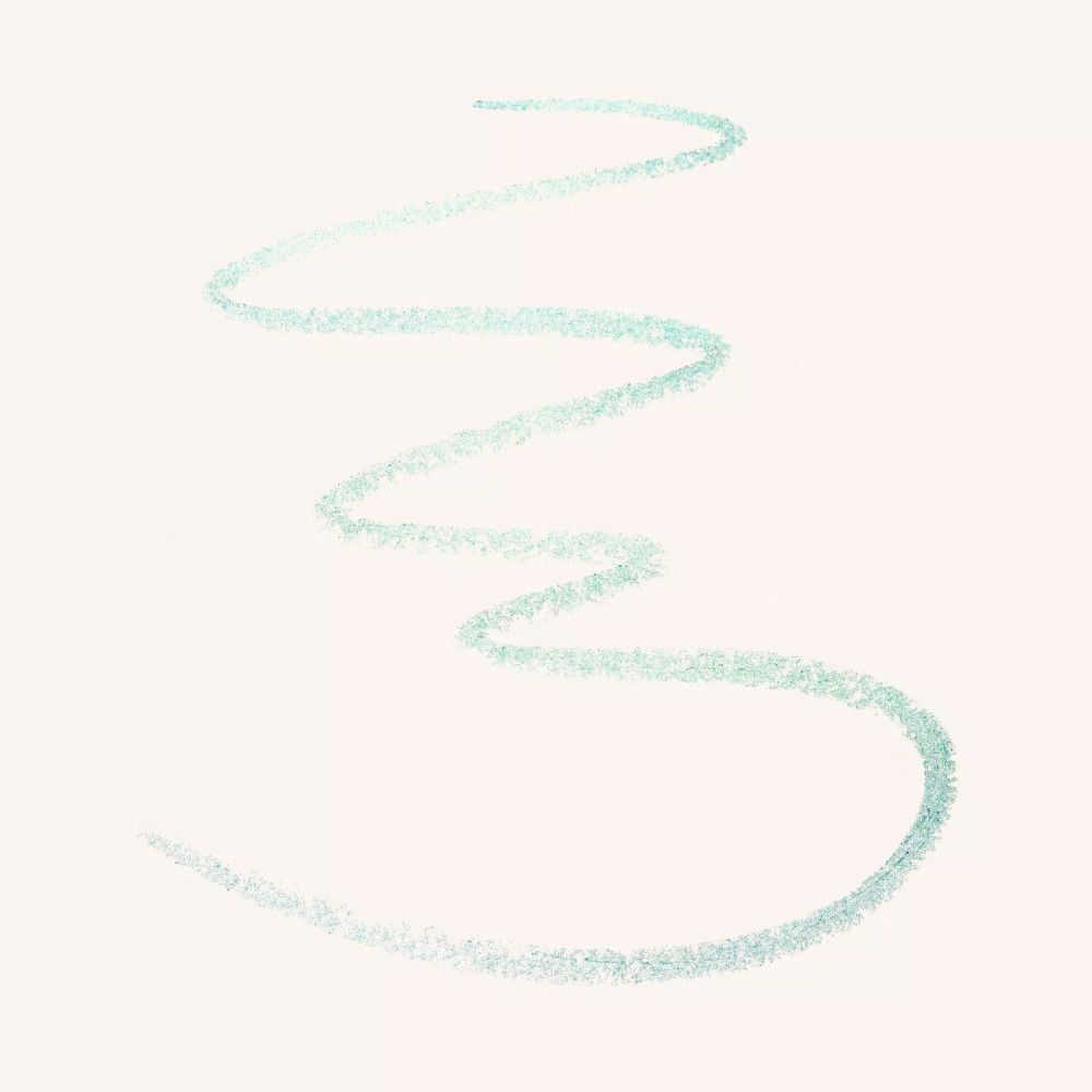 Hellblauer Strich auf hellem Hintergrund. Die Textur ist sichtbar. Der Strich ist wellenförmig.