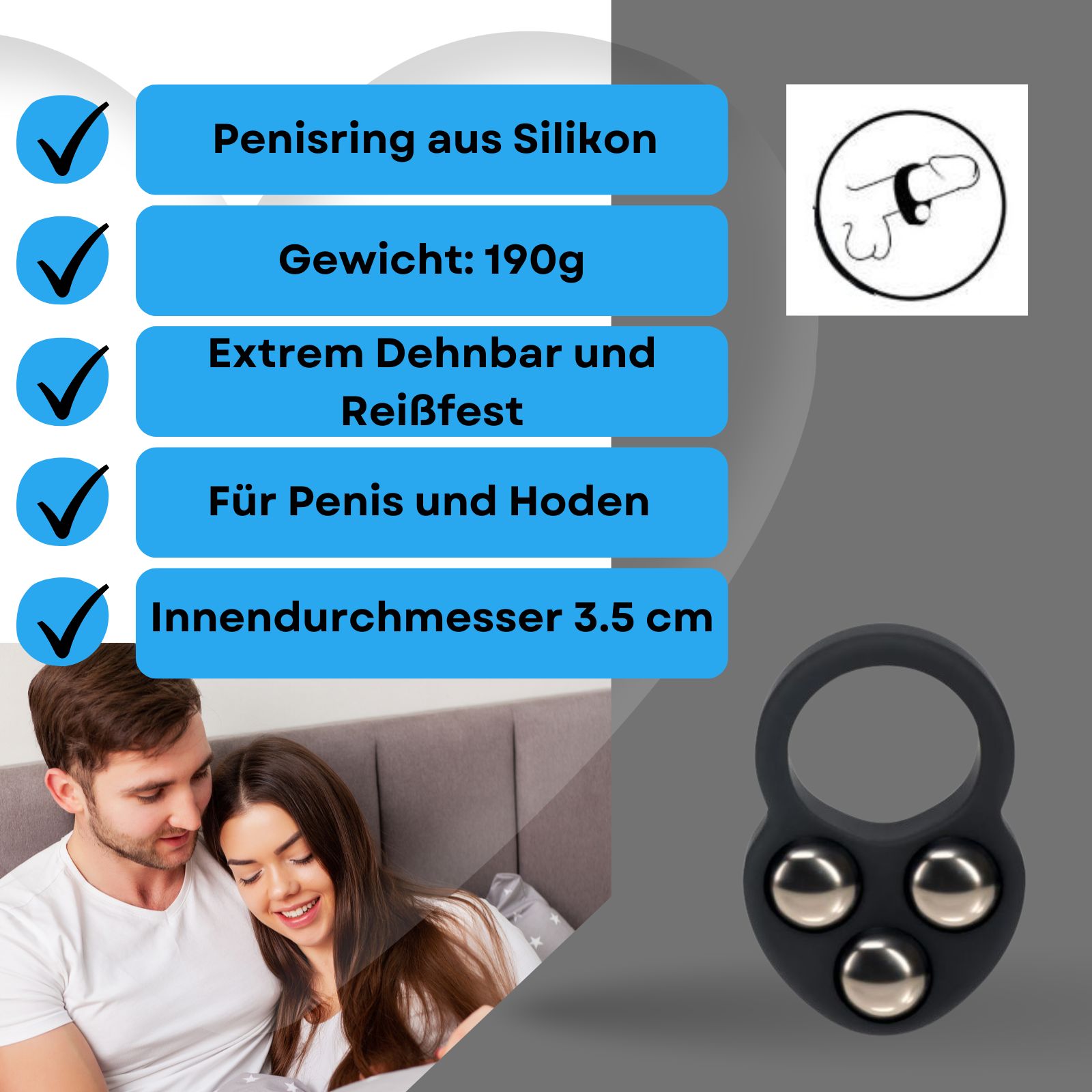 Lovelyness - Penisring mit Gewicht - Heavy - L