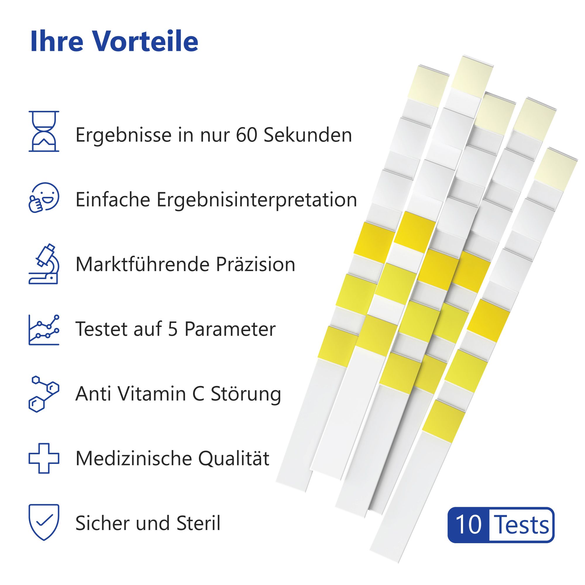 LuxmedIQ Urin Teststreifen für 5 Parameter - Blasen- & Harnwegsentzündungen