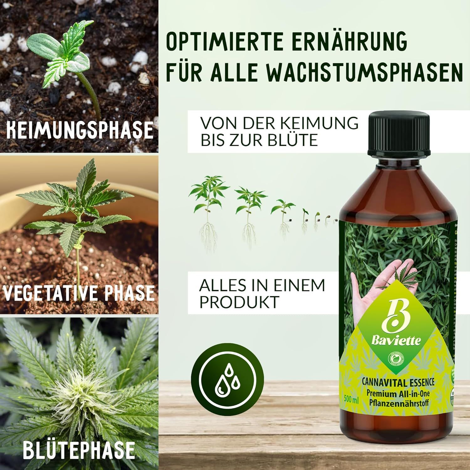 Baviette CannaVital Essence - Organischer Flüssigdünger für Zier- und Grünpflanzen