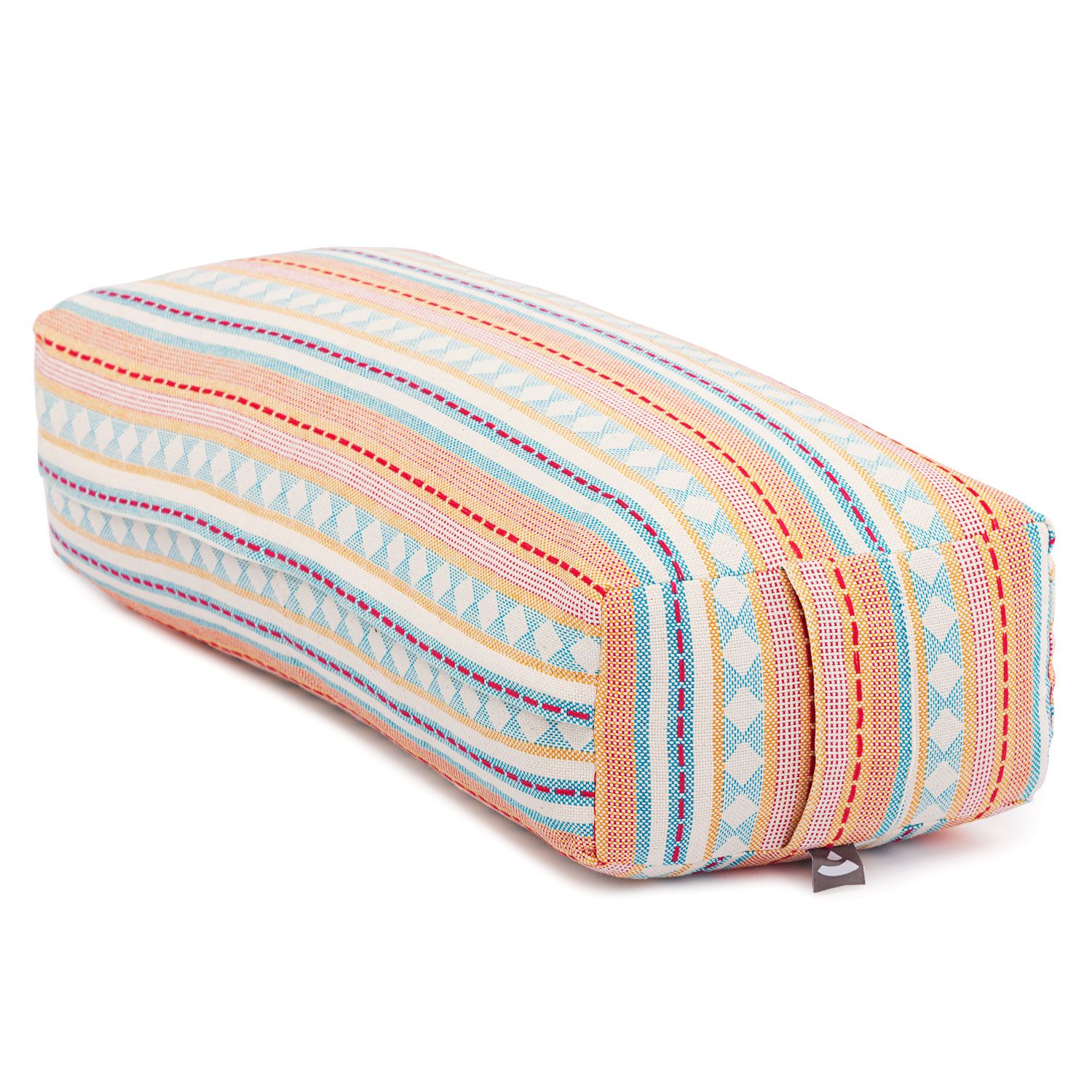 ETHNO Collection: Salamba (rechteckig) Yoga-Bolster, Jacquard-Webstoff, apricot-hellblau gem., Kapok