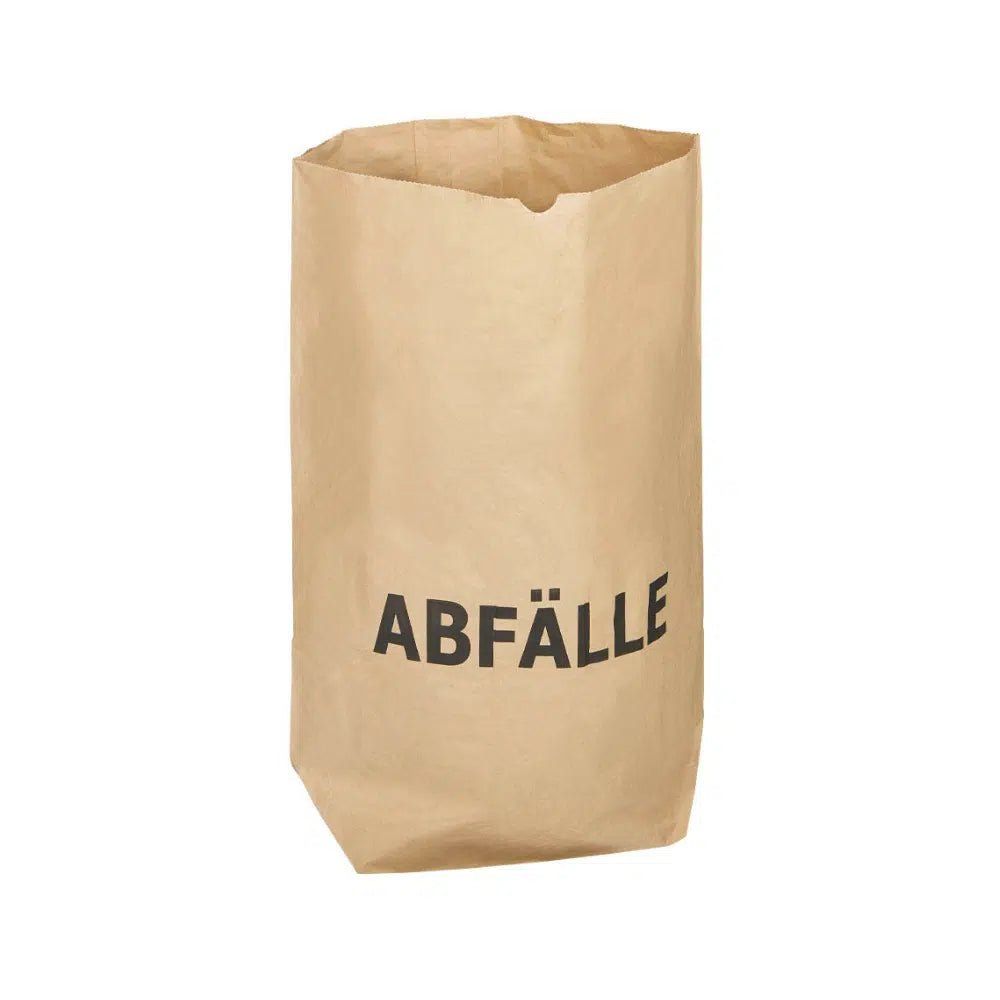 Brauner Papiersack mit schwarzer Aufschrift "ABFÄLLE".