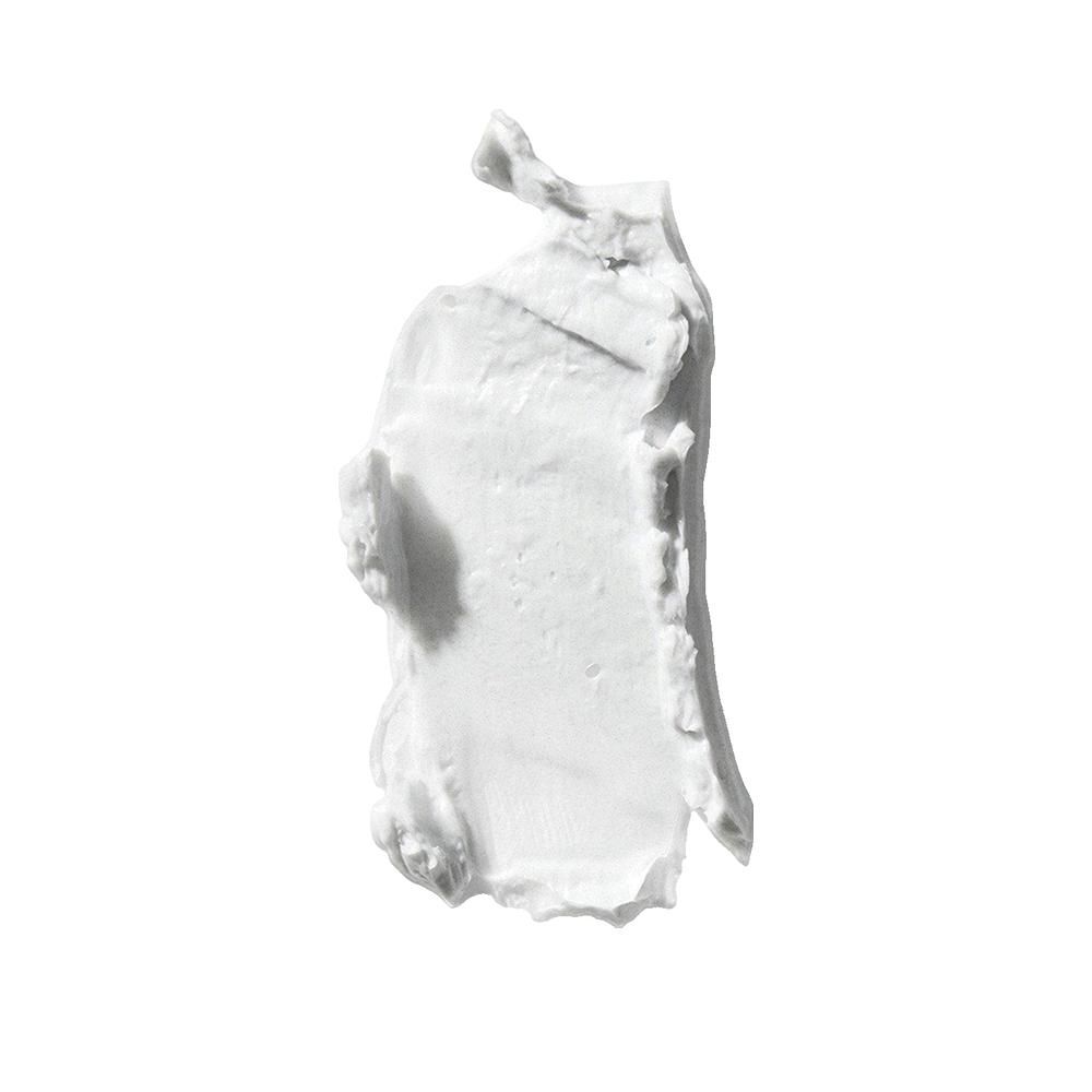 Weißer Klecks Haarklei auf weißem Hintergrund. Textur sichtbar.