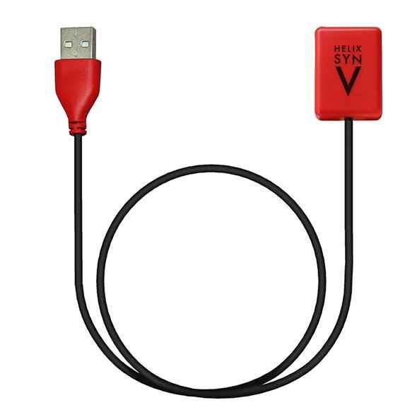 Rotes Ladekabel mit USB-Stecker und quadratischem Anschluss für Aneros Helix Syn V.