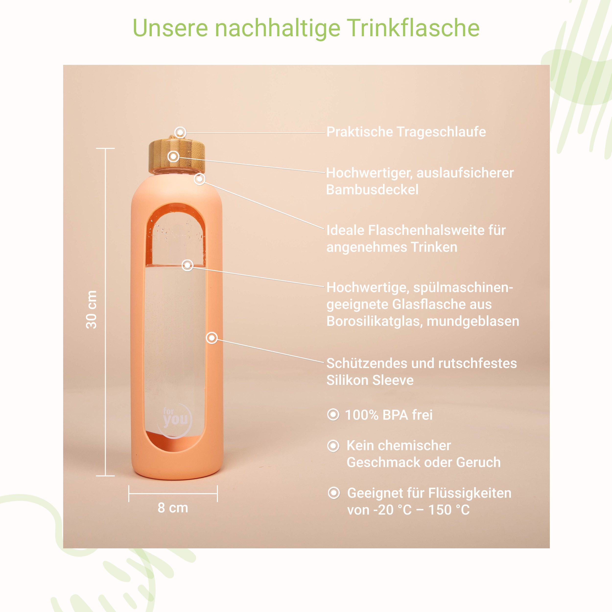 for you Nachhaltige Trinkflasche Dreierpackpack