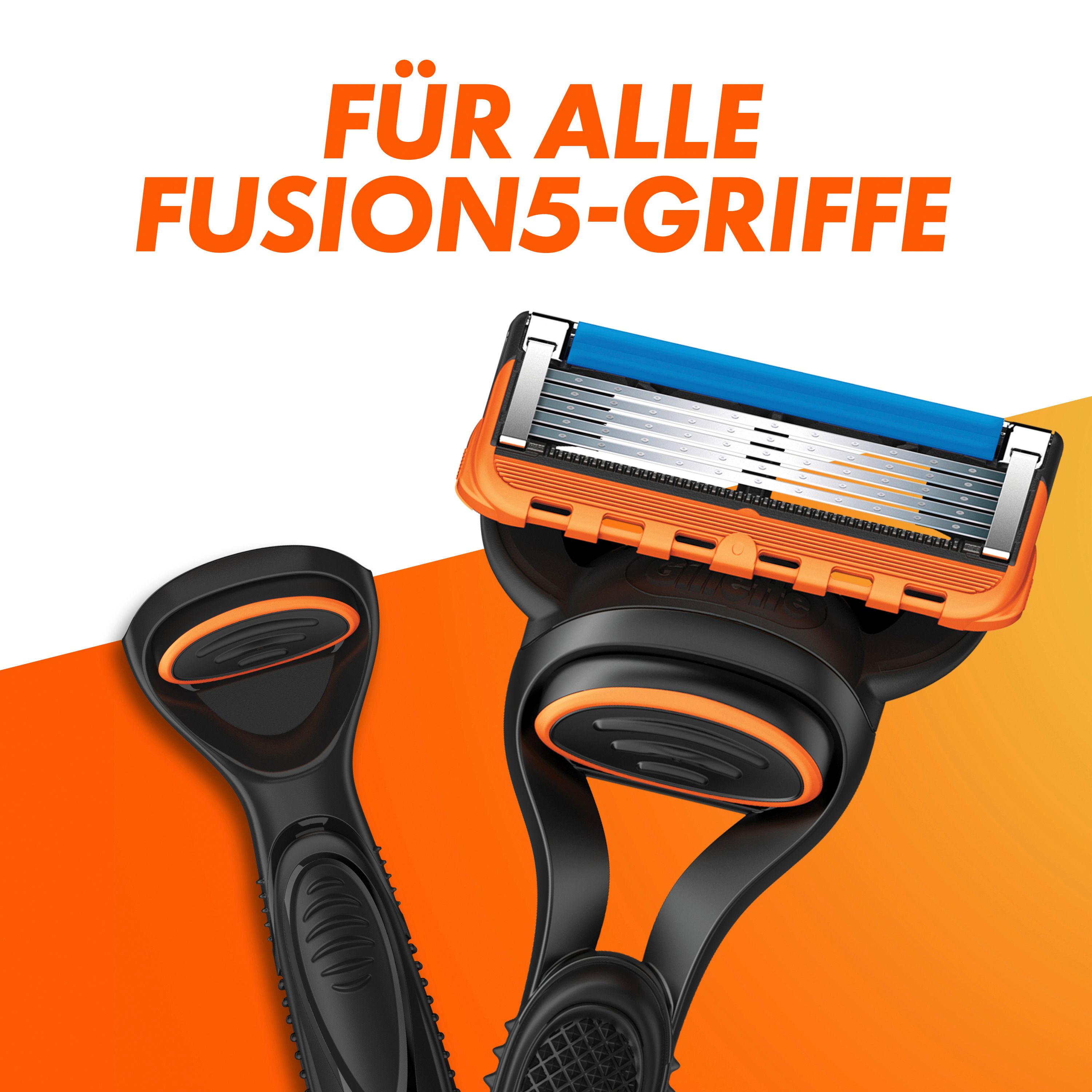 Gillette Fusion 5 Rasierer und Ersatzklingen. Schwarz und Orange. Für alle Fusion5 Griffe.