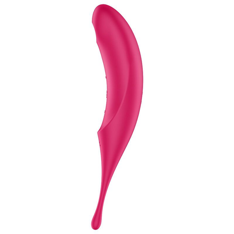 Pinker Stimulator mit zwei Knöpfen auf der Vorderseite und einer tropfenförmigen Spitze.