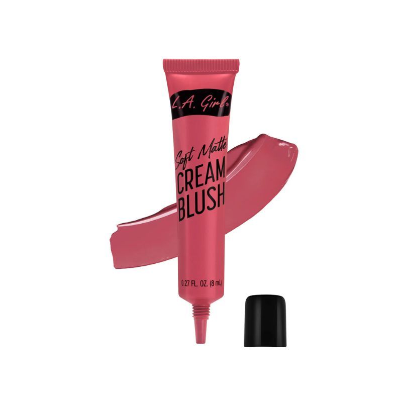 L.A. Girl Soft Matte Cream Blush in einem rosa Farbton, 8 ml Tube mit schwarzem Deckel.