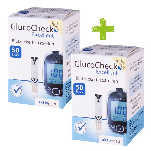 GlucoCheck Excellent Teststreifen (100 Stück) zur Diabetes-Kontrolle