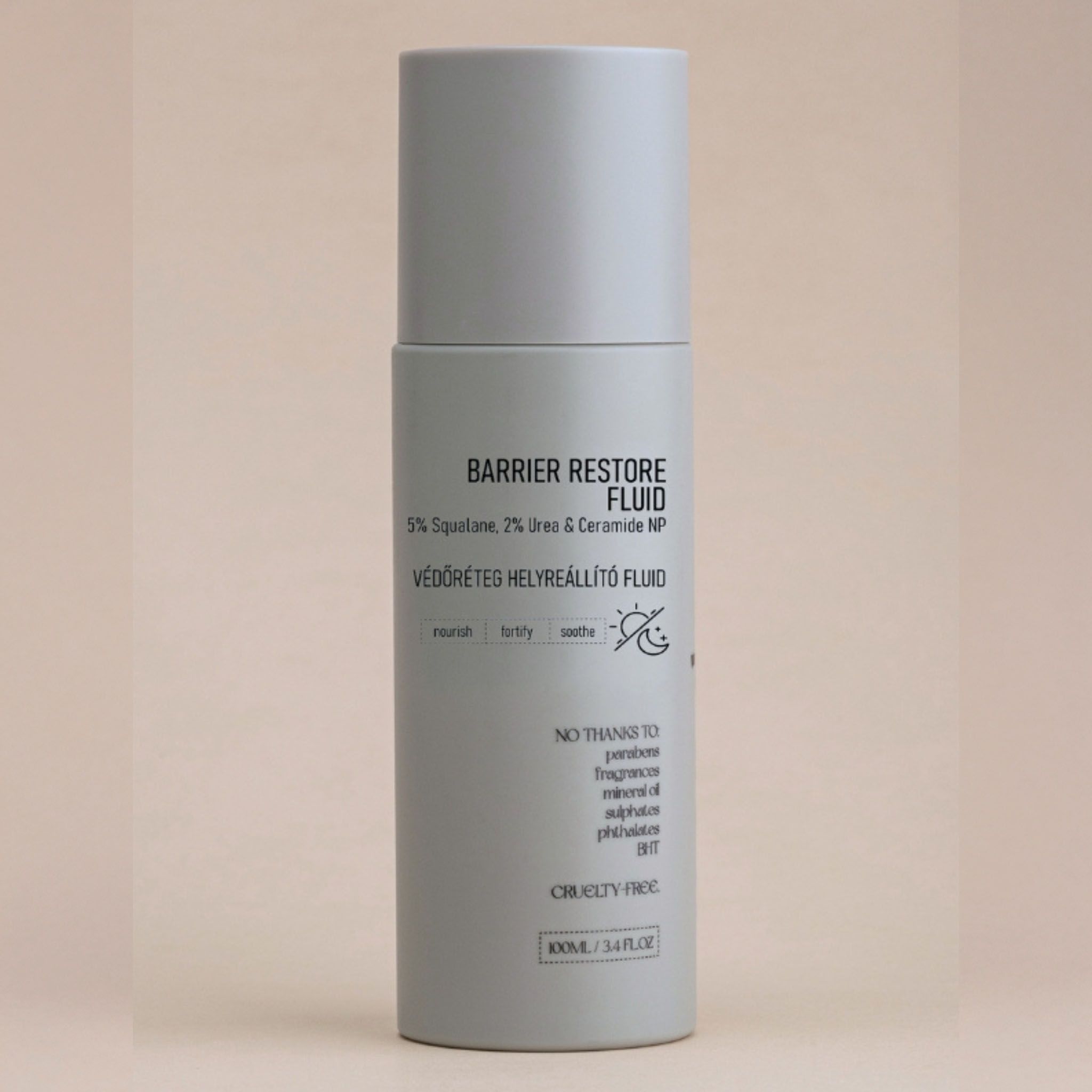 Flasche mit 12% AHA Liquid Exfoliant, mit Text.