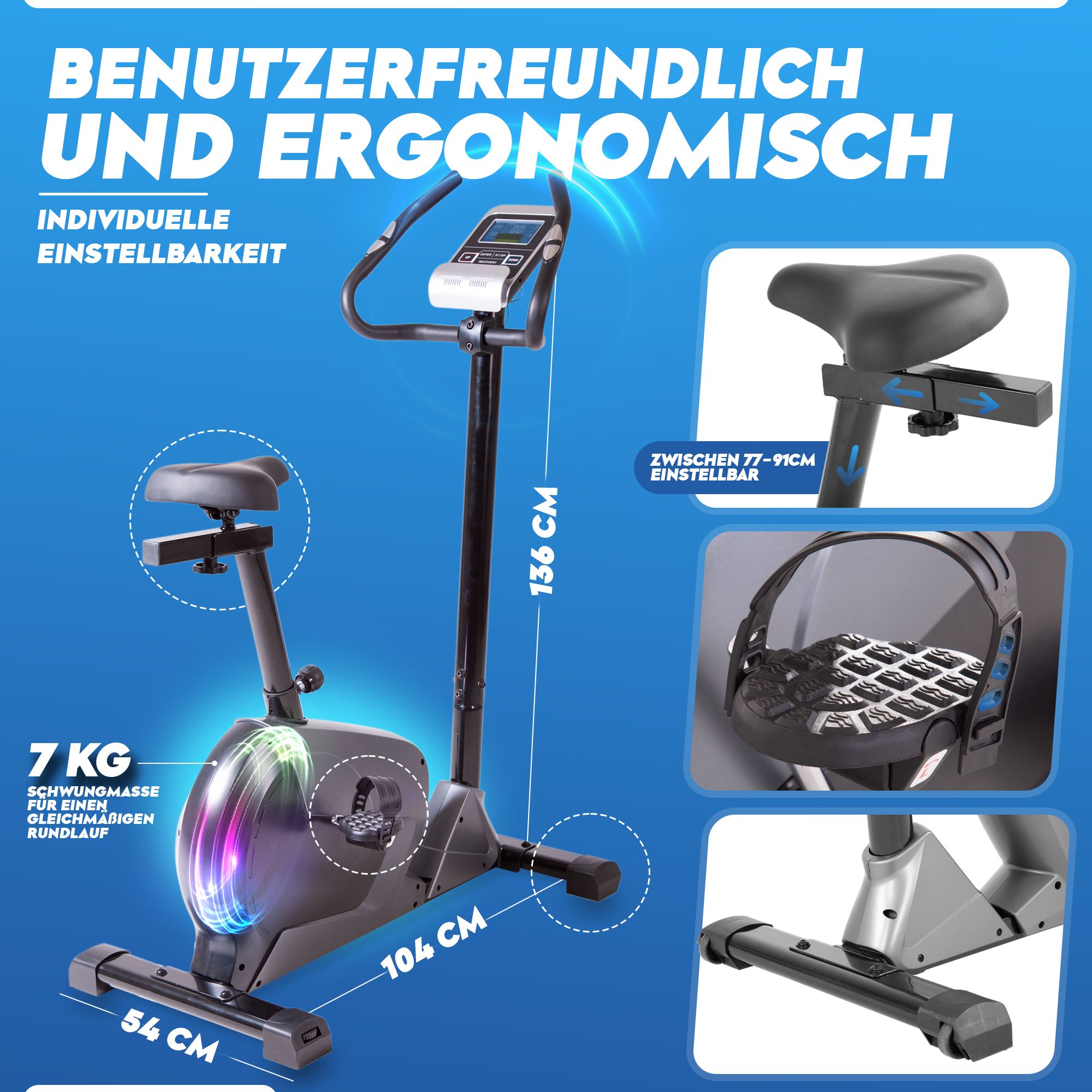 aktivshop Ergometer aktiv Pro 8.0: Fahrrad Heimtrainer, 24 Widerstandsstufen, Watt Leistungsanzeige