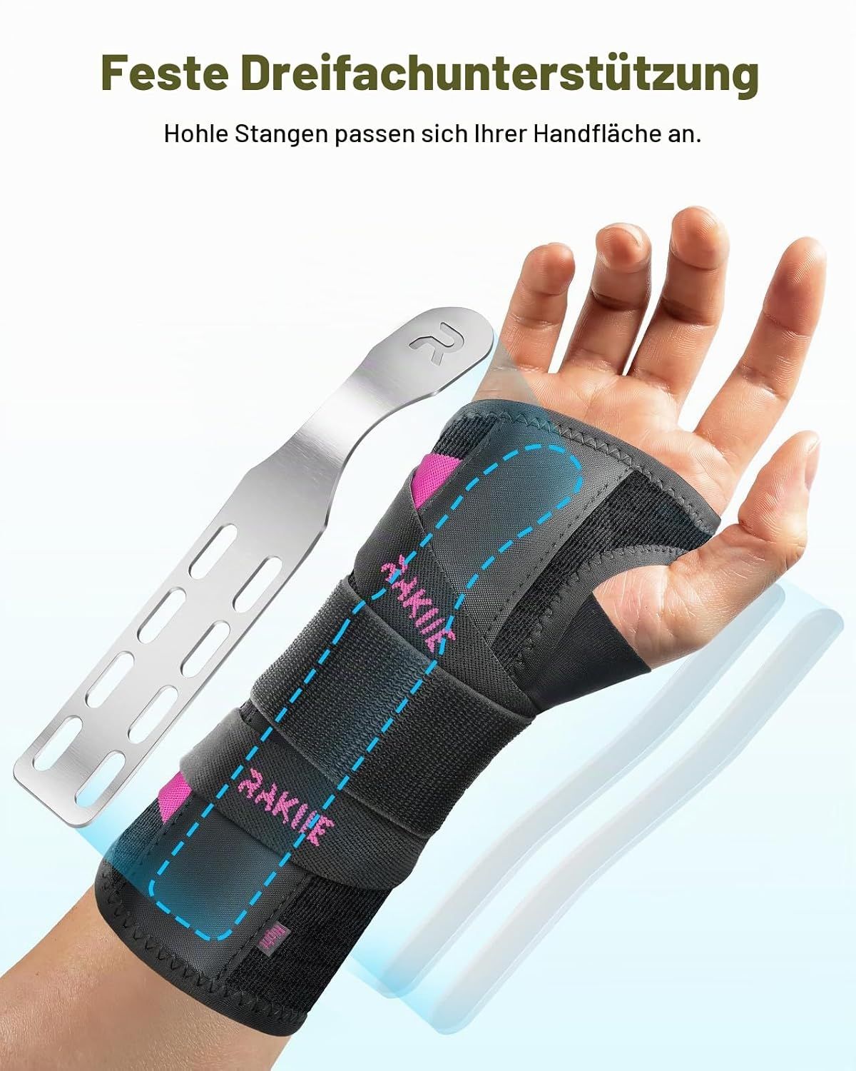 Atmungsaktive Handgelenkbandage mit kühlendem Komfort und Belüftungslöchern.