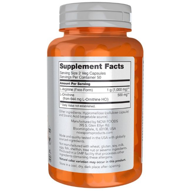 Now Foods Arginin & Ornithin 500 mg / 250 mg
