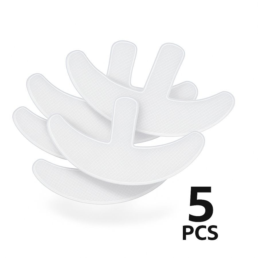 Fünf weiße, ankerförmige Silikonpflaster. Aufschrift: 5 PCS.