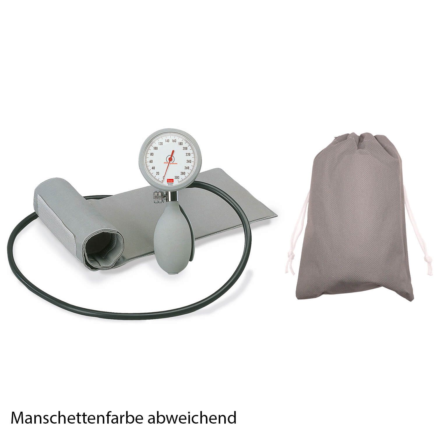 boso KI Blutdruckmessgerät 1-Schlauch, Klettmanschette schwarz Gr. M mit Tasche