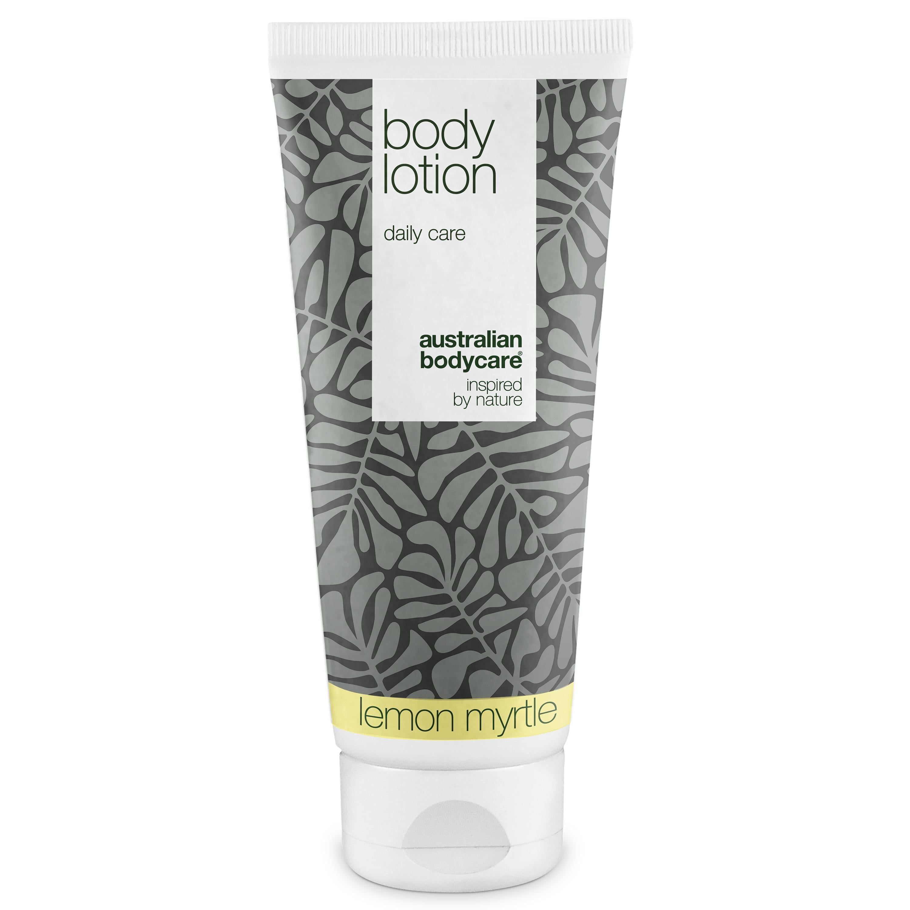 Körperlotion-Tube mit floralem Muster und Aufschrift "Body Lotion".