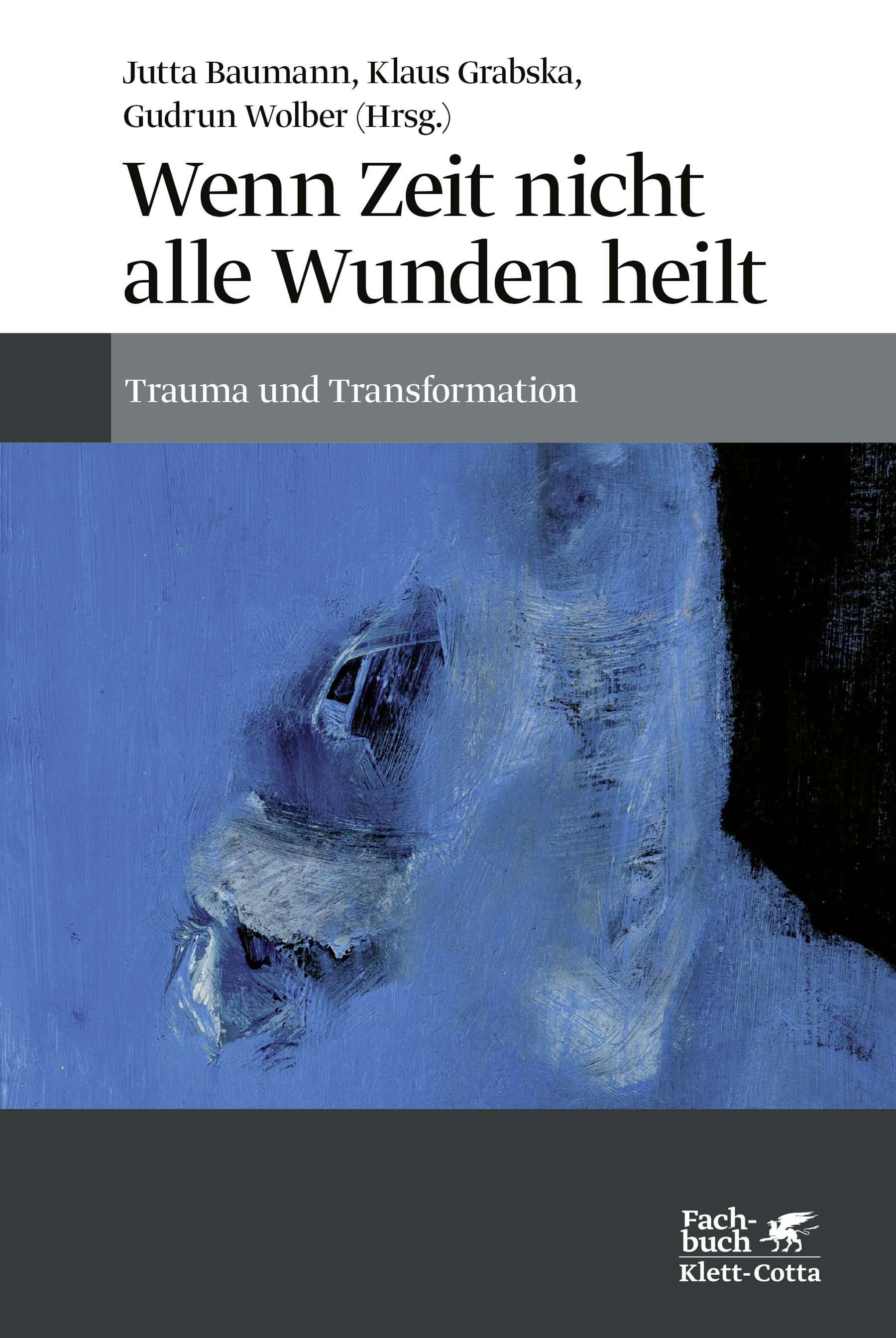 Buchcover mit blauem Kunstwerk. Titel: Wenn Zeit nicht alle Wunden heilt. Autorennamen. Verlag Klett-Cotta.