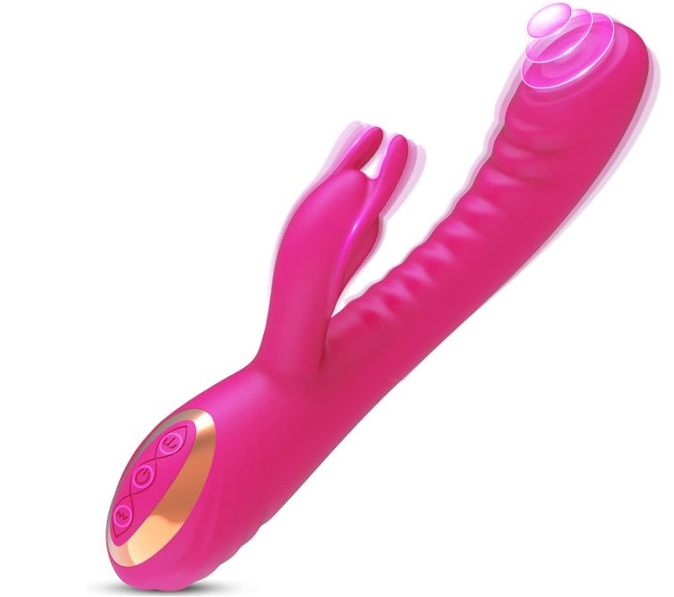 Schwarzer Vibrator mit kupferfarbenem Griff und 10 Vibrationsmodi für gleichmäßige Vibration.
