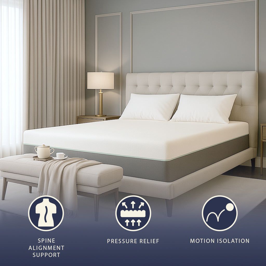 The White Stone Matratze 90x200 aus Memory Foam und Taschenfedern | Höhe 25 cm