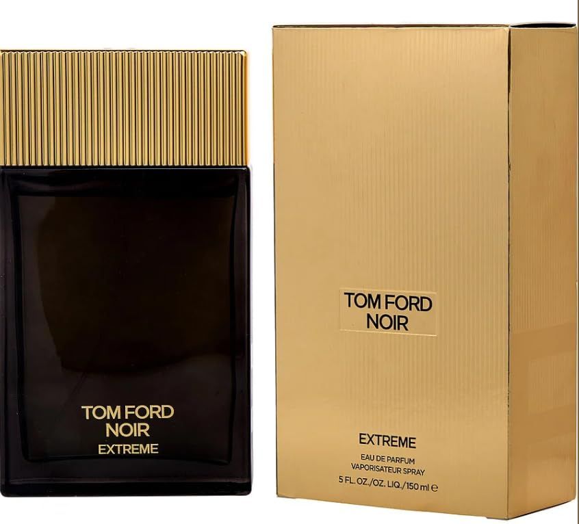 Dunkelbrauner Flakon und goldfarbene Verpackung. Aufschrift: TOM FORD NOIR EXTREME.