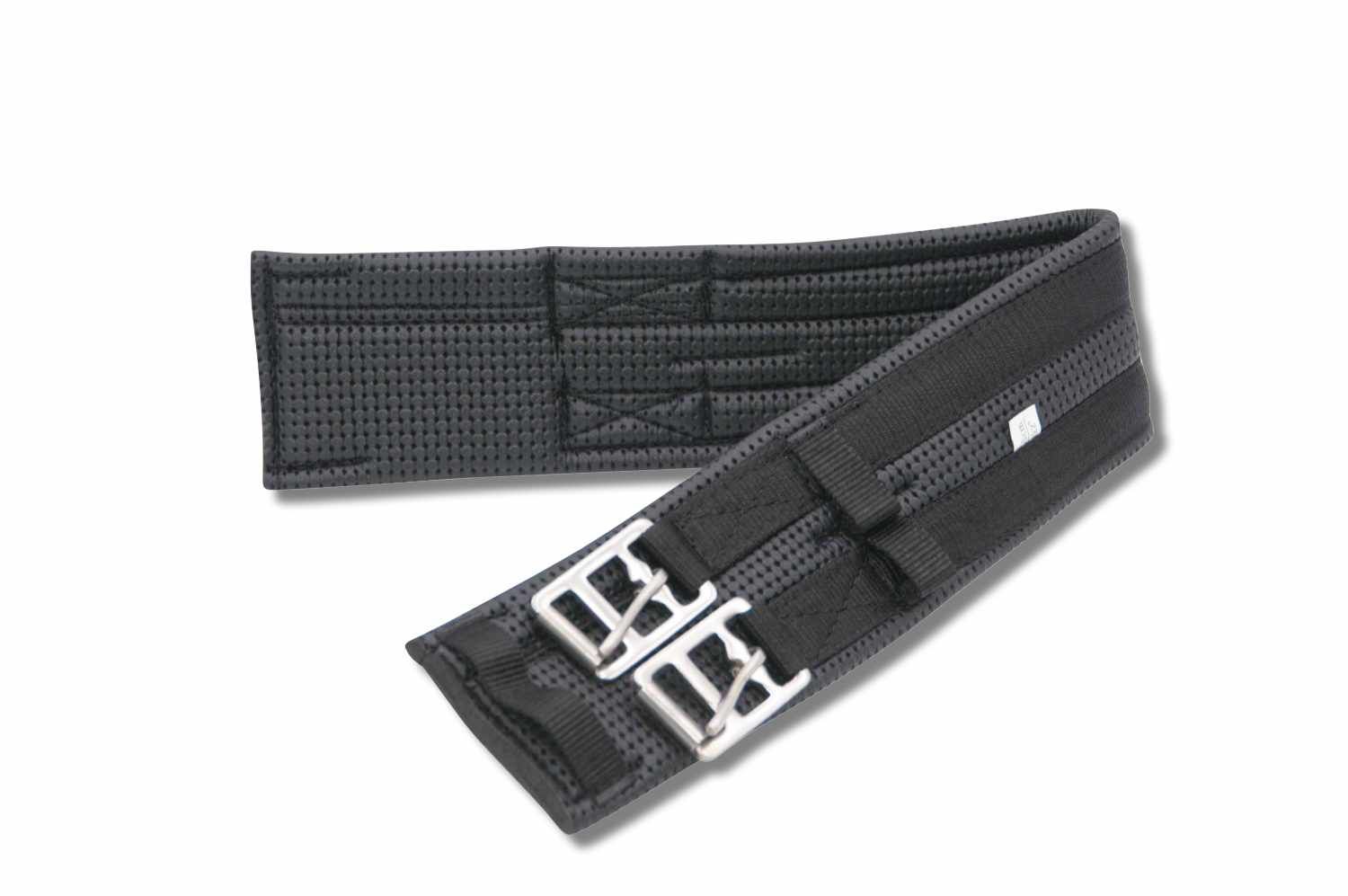 Schwarzer AMKA Kurzgurt Waffle mit Metallschnallen. Ansicht von oben.