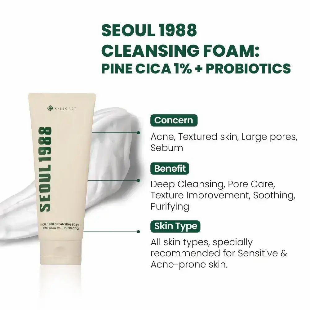 Produktinformationen: SEOUL 1988 Cleansing Foam. Angaben zu Anliegen, Nutzen und Hauttyp.