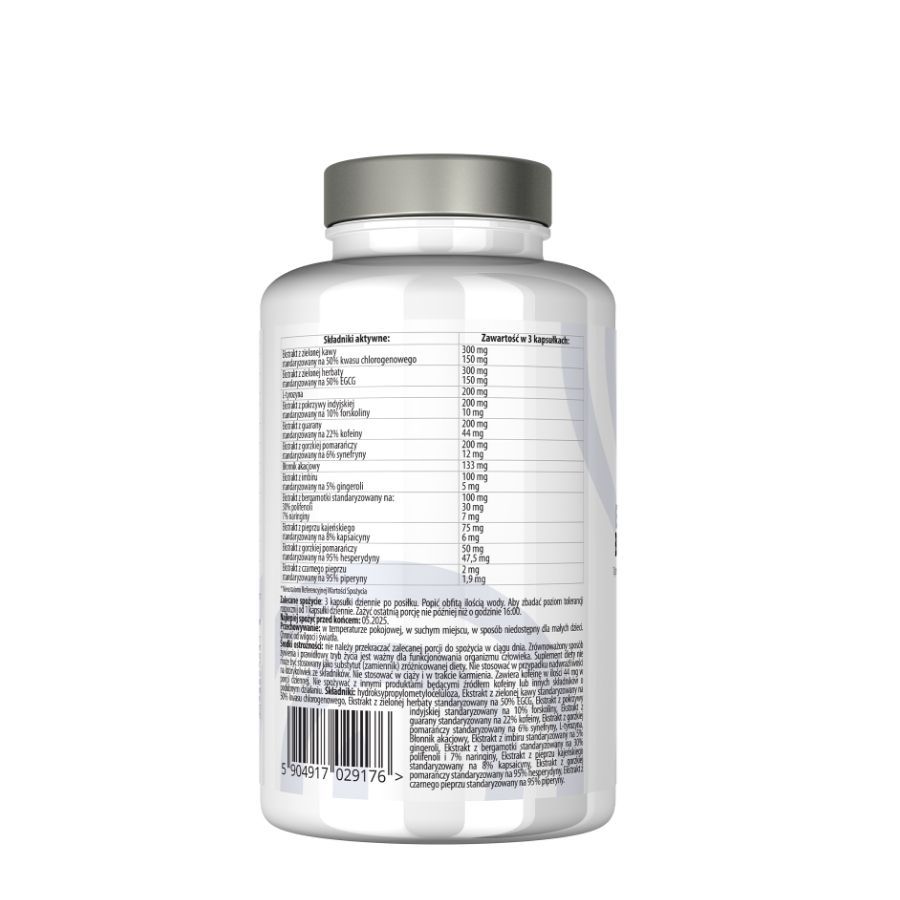 Rückseite einer weißen Flasche mit silbernem Deckel. Text mit Inhaltsstoffen und Nährwertangaben.