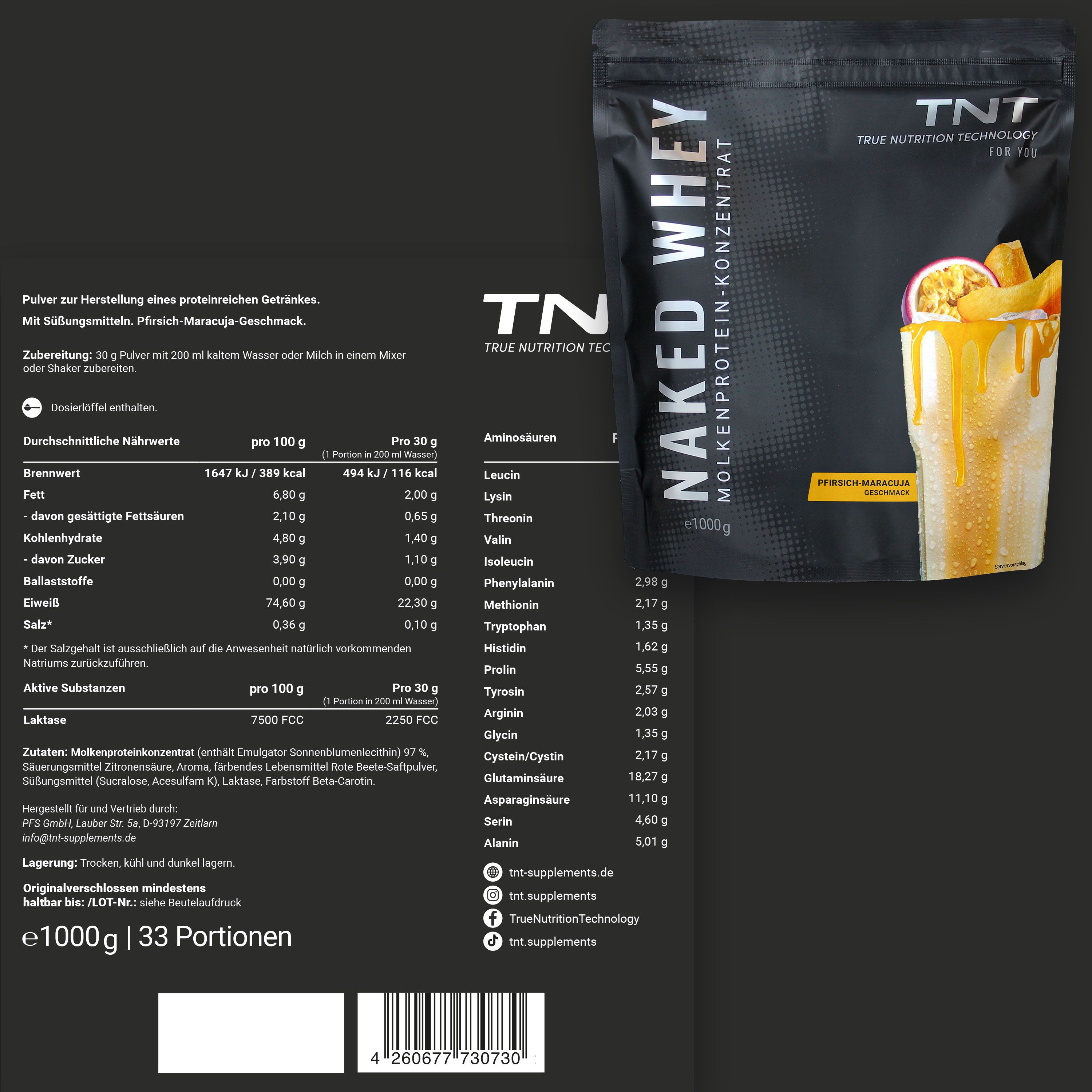 TNT Naked Whey - Molkenproteinkonzentrat mit Laktase