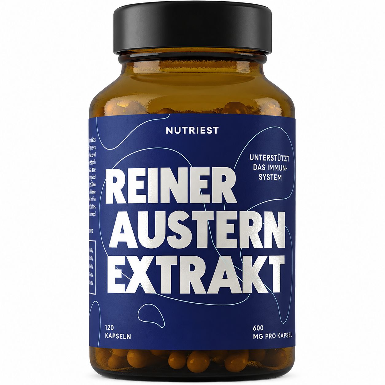 Schwarze Flasche 'ZINK L-CARNOSINE'. 90 vegane Kapseln. Zertifikate: HACCP, ISO22000, GMP.