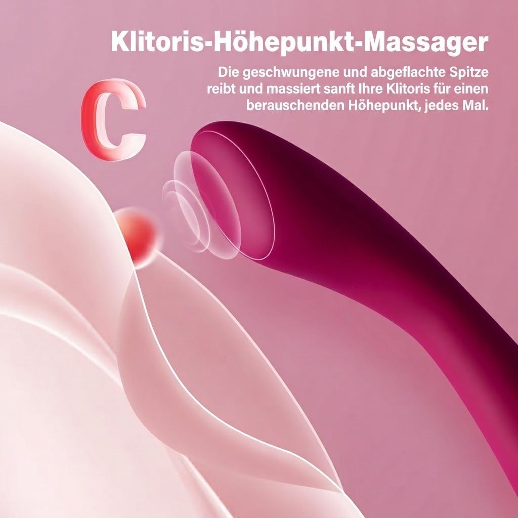 Nahaufnahme eines pinken Vibrators, der auf eine simulierte Klitoris zielt.