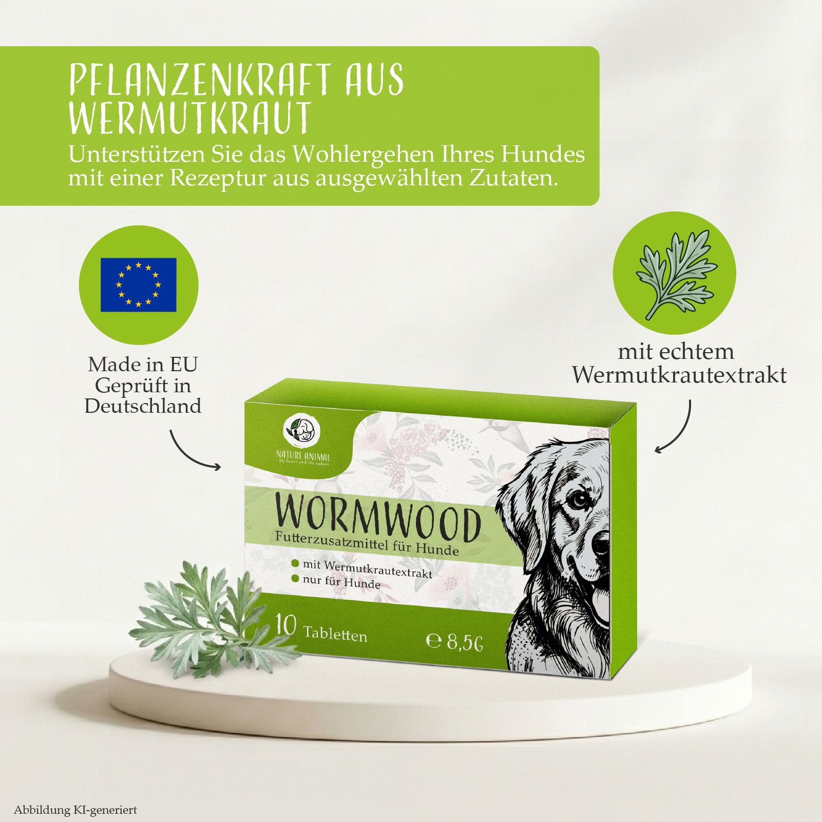 Wormwood Futterzusatzmittel für Hunde, 10 Tabletten, Made in EU.