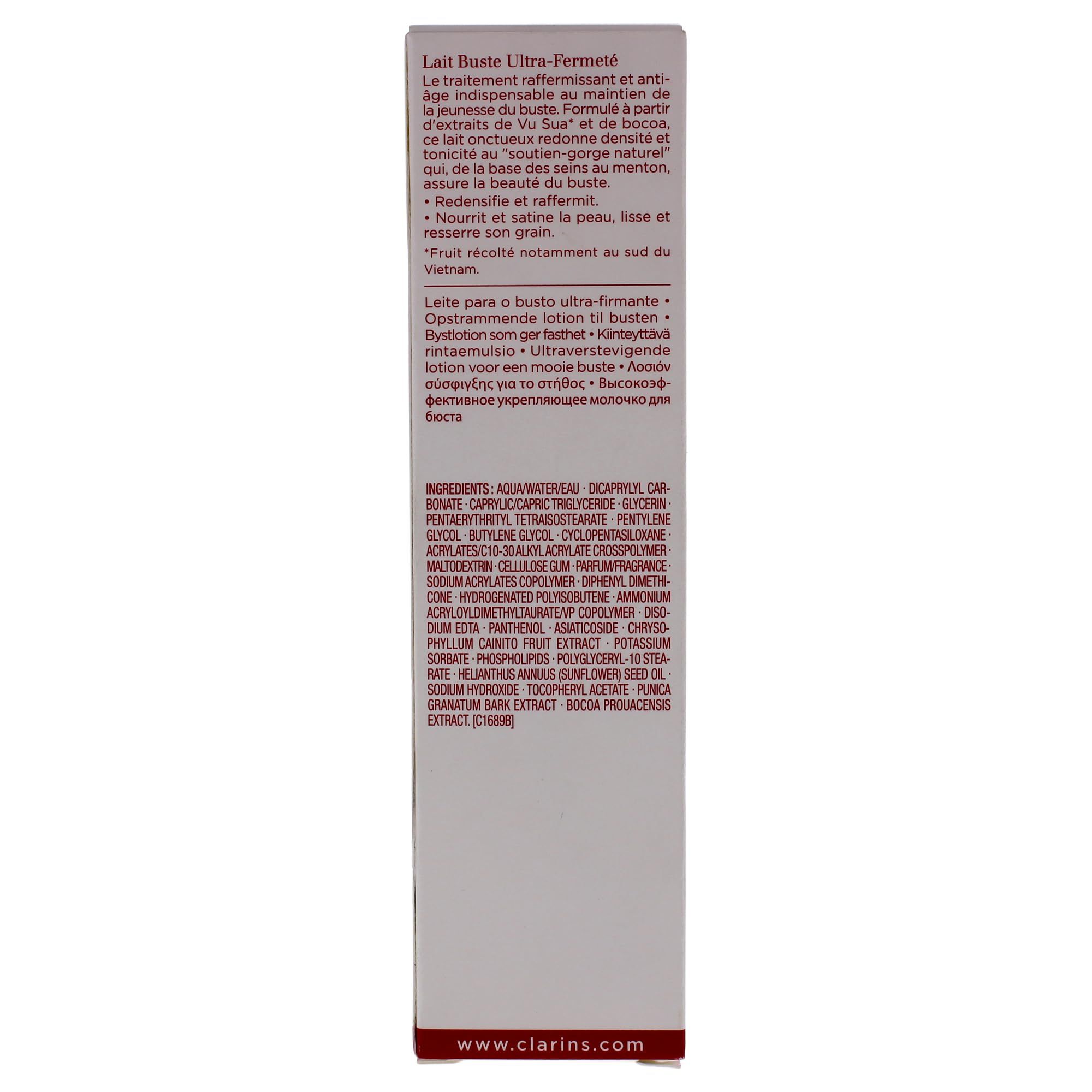 Verpackung. Text und Inhaltsstoffe. Marke: Clarins.
