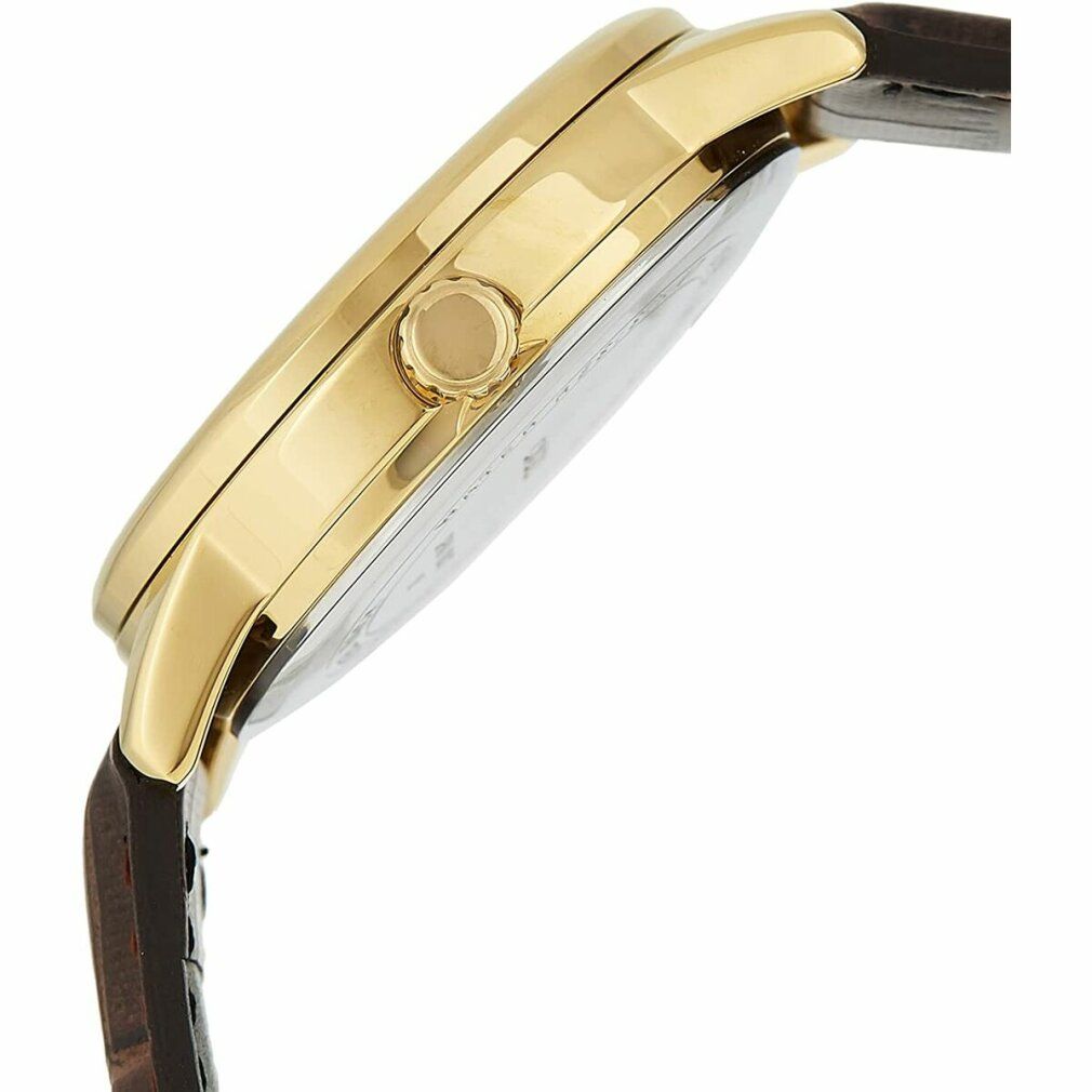 Casio Men's Standard Analog Gold Tone Leather Band Day Date Watch