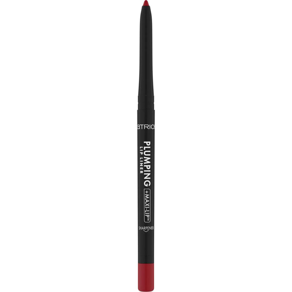 Catrice Lipliner. Roter Stift mit schwarzem Schaft. Aufschrift: PLUMPING + MAXI LIP.
