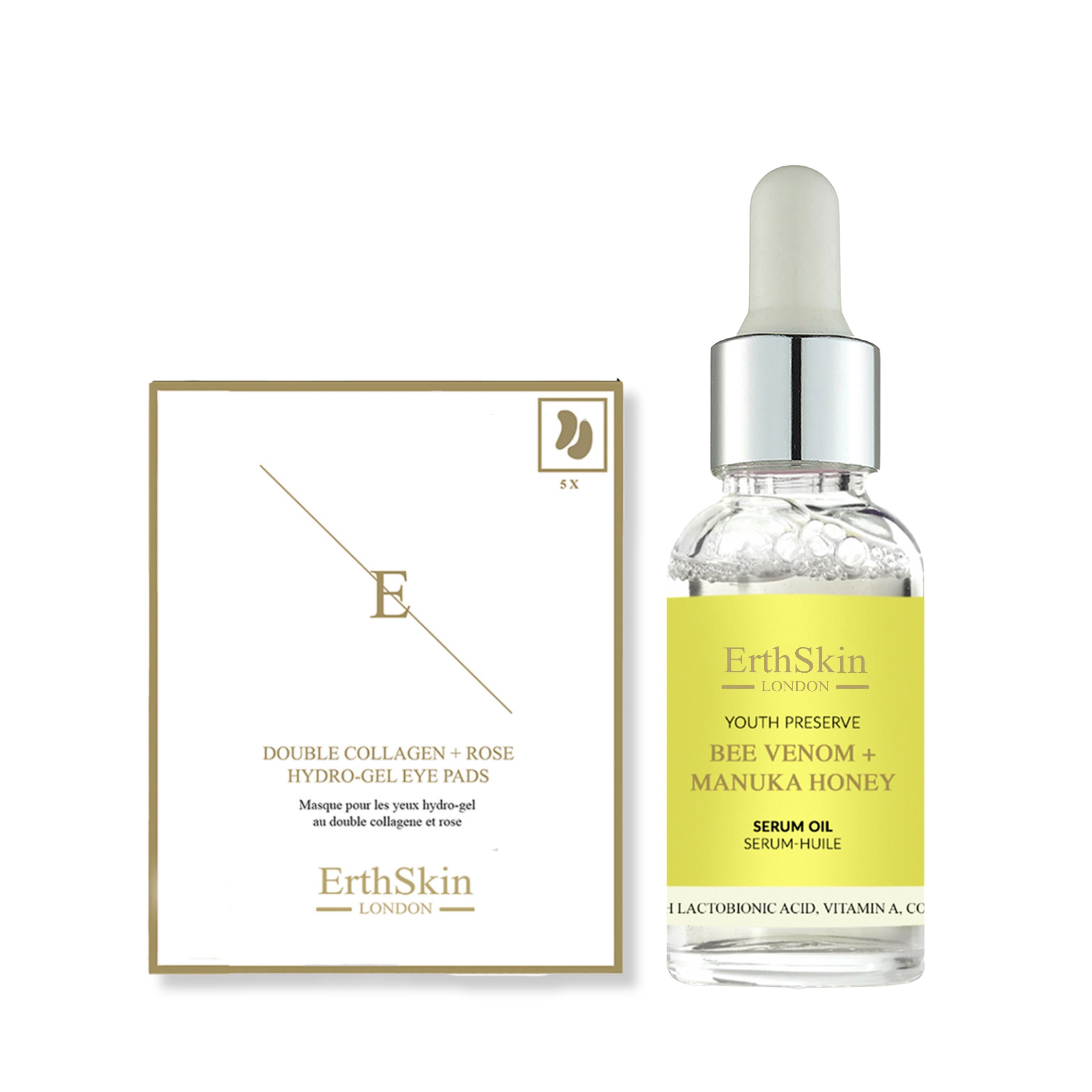 ErthSkin London Bienengift + Manuka-Honig-Serumöl + Doppelkollagen-Augenpads