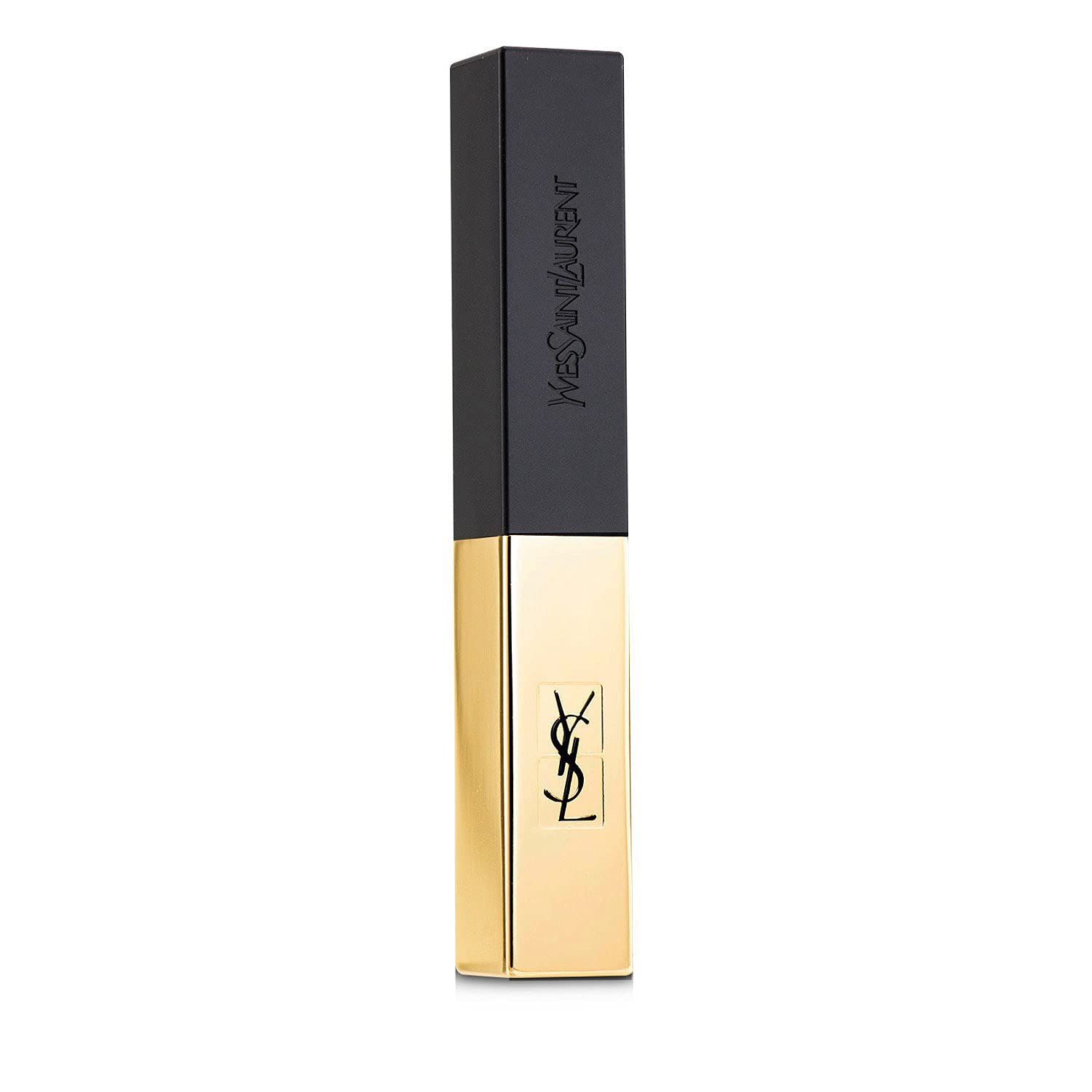 Yves Saint Laurent Lippenstift. Goldfarbener Behälter, schwarzer Deckel. Schwarzer Deckel mit Yves Saint Laurent Logo.