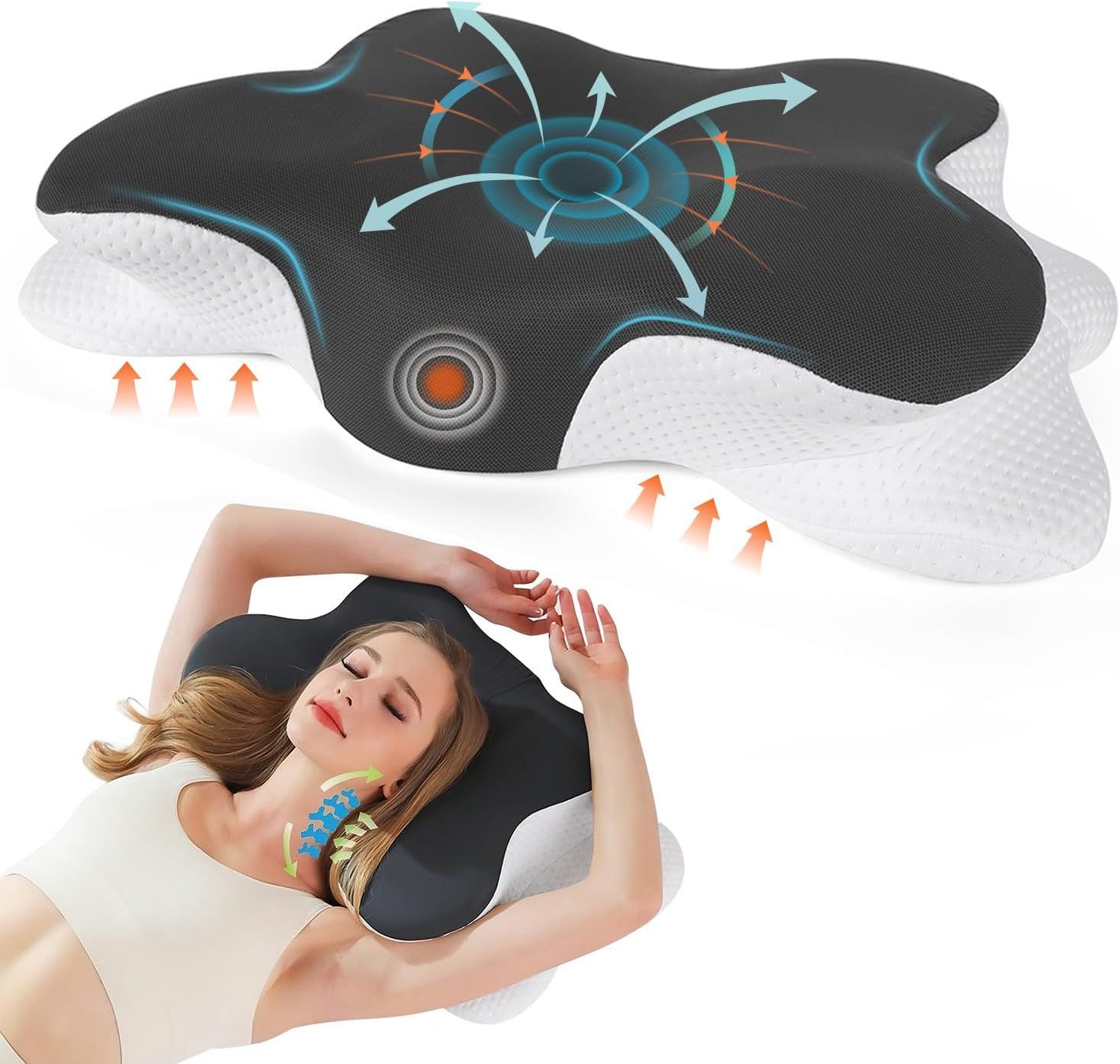 Nourideaux Ergonomisches Nackenkissen Kopfkissen Nackenschmerzen Schlafkissen Pillows