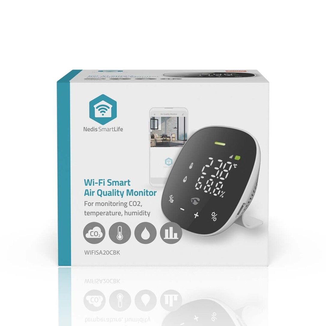 Nedis SmartLife Luftqualitätsmonitor / Wi-Fi / inkl. Display / Kohlendioxid (CO2) / Luftfeuchtigkei