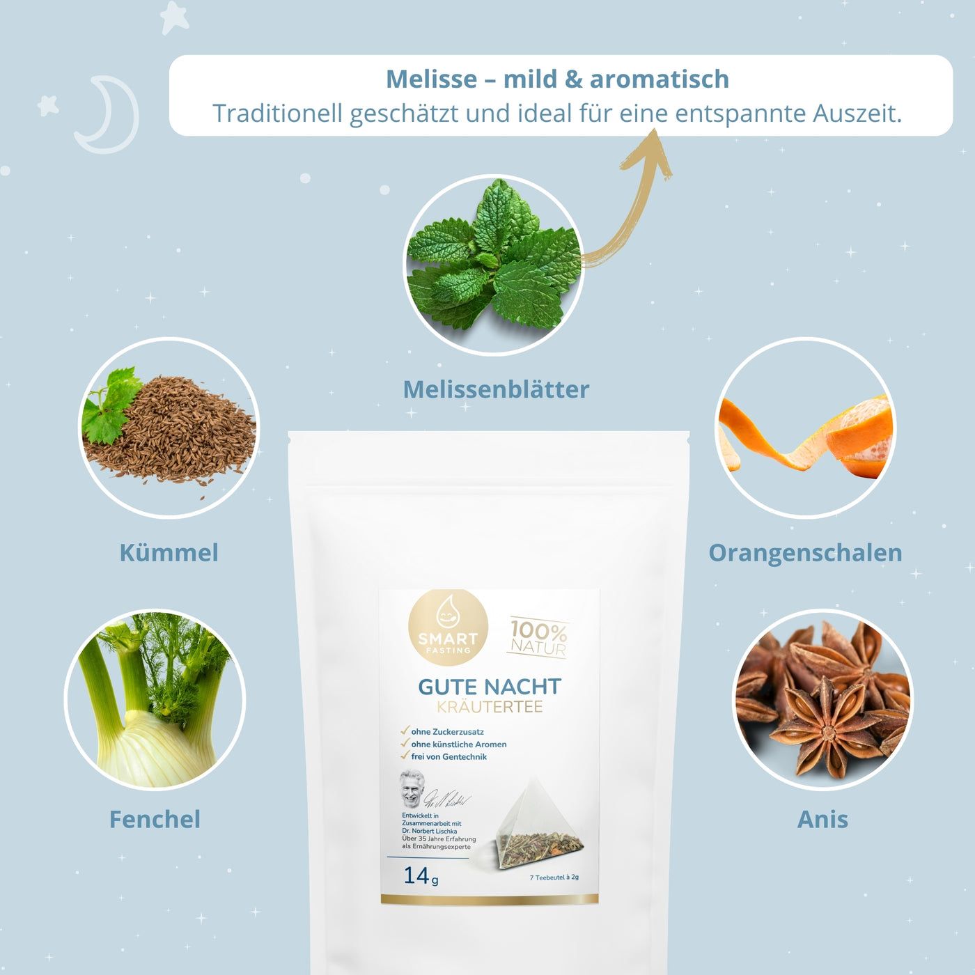Smart Fasting® Kräutertee - Gute Nacht - 100% Natur, vegan, hochwertig