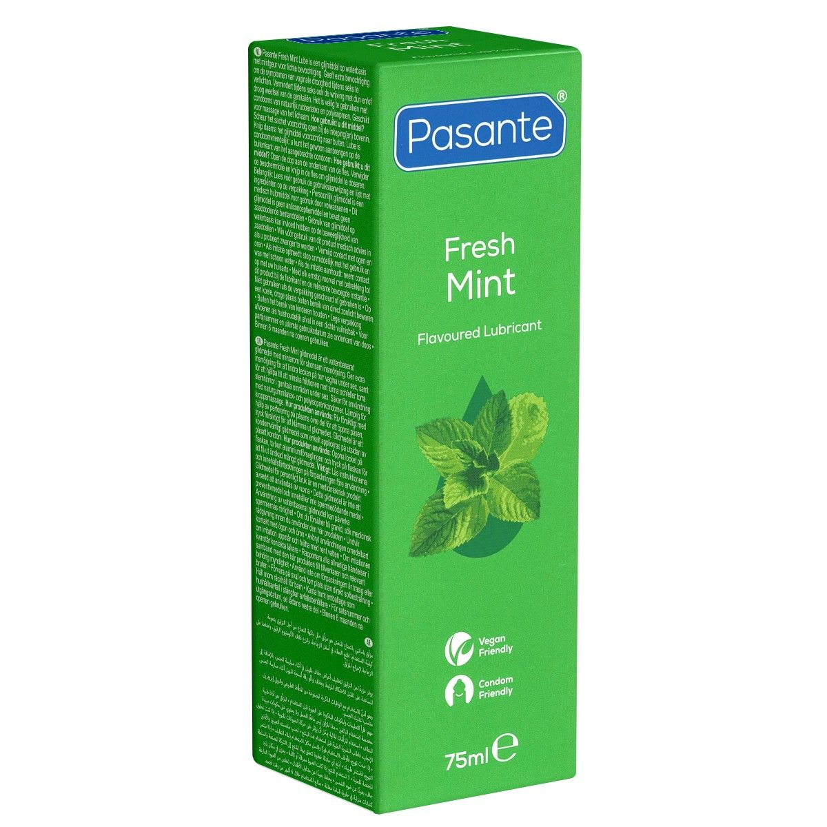 Grüne Verpackung von Pasante Fresh Mint Gleitmittel, 75ml.