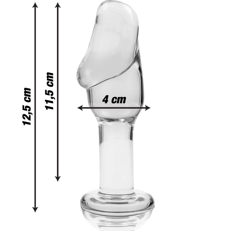Anale Plug aus Borosilikatglas, 12,5 cm lang, 4 cm breit.
